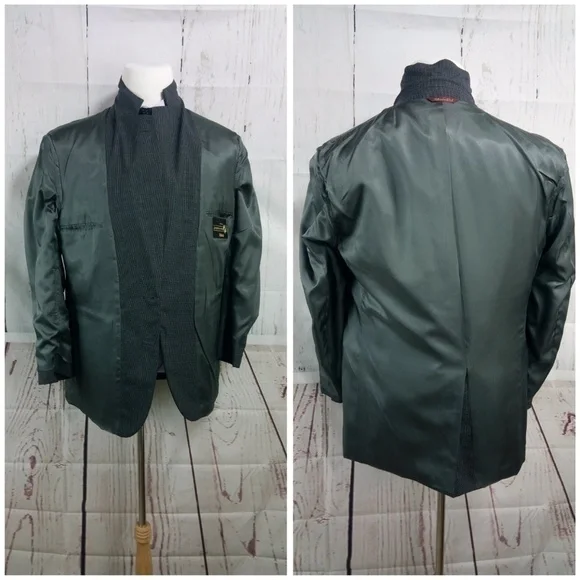 Joseph & Feiss Dillard's 42R 2 Button Gray Check Twill Suit Blazer Sport… - Picture 8 of 8